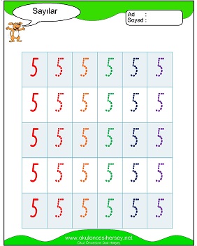 okul öncesi 1 sayısı çizgi çalışması